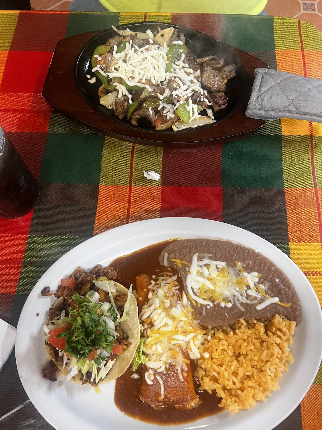 Tacos and enchilada plate at Janitzio